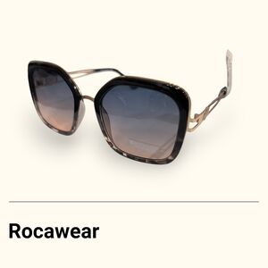 Rocawear Women's Sunglasses with Black Frame and Gold Accents